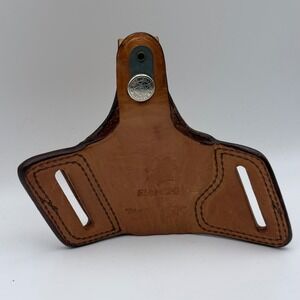 Bianchi Black Widow Model 5 Tan Leather Holster Right Hand OWB Thumb Snap